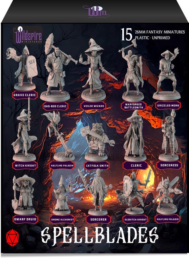 Wildspire Spellblades - Hero Player-Characters & NPC for DND Miniatures Unpainted Bulk 28mm-32mm Scale Dungeons & Dragons Minis D&D Figures Pathfinder DND Minis Accessories for Fantasy Tabletop Games - Image 1